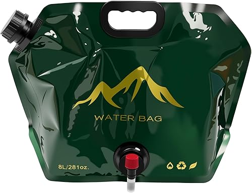 Contenedores de almacenamiento de agua, jarra de agua plegable de 2 galones (8 L), contenedor de agua de grado alimenticio sin BPA con espita,