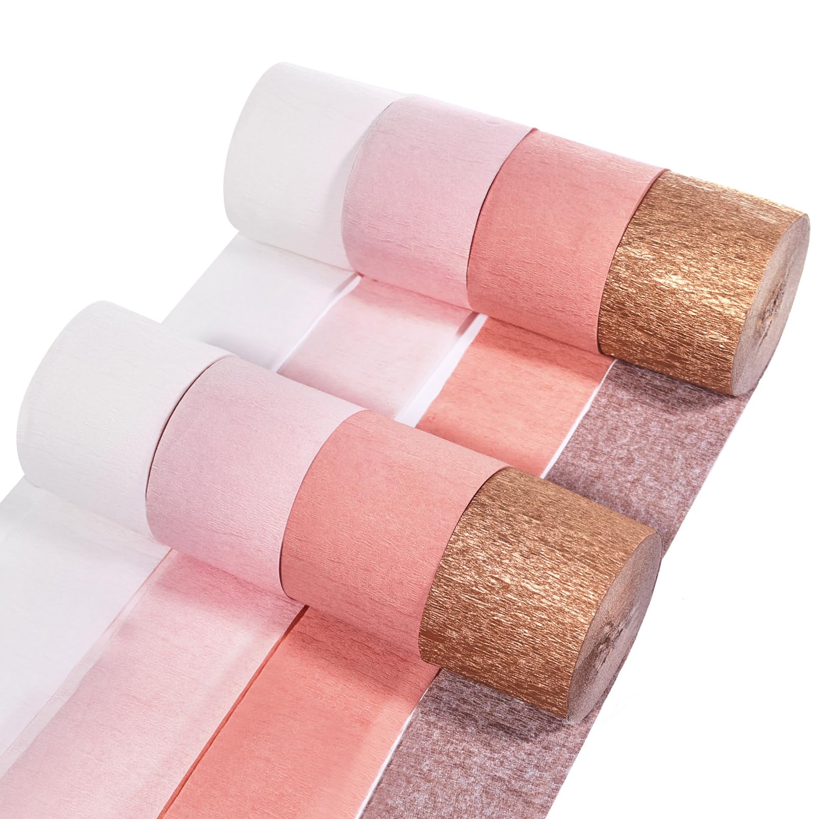 Krepppapier-Luftschlangen Set – 8 Rollen, 180 M, In Königsblau, Rosa, Rotgold & Weiß Für Partys & Basteln