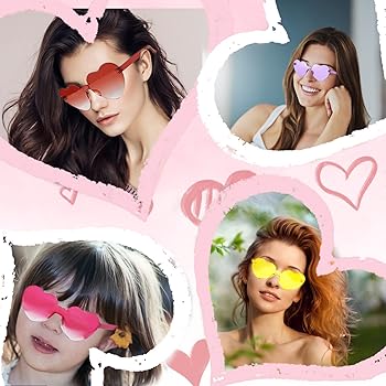 10 Pièces Lunettes En Forme De Coeur Couleur Bonbon, 14x14.7cm Forme De