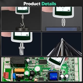 Digital Force Gauge, 300N Digital Pull Tester Dynamometer, 4 Types Unit (N, kg, lb, oz) Real-Time/Peak/First Peak Modes, High-Precision Pressure Push-Pull Meter for Quality Control,
