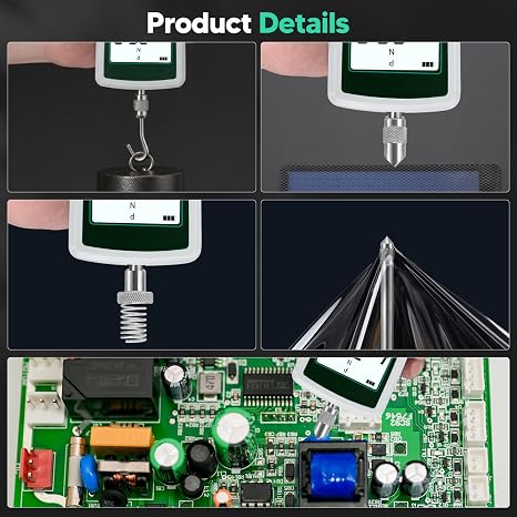 Digital Force Gauge, 300N Digital Pull Tester Dynamometer, 4 Types Unit (N, kg, lb, oz) Real-Time/Peak/First Peak Modes, High-Precision Pressure Push-Pull Meter for Quality Control,