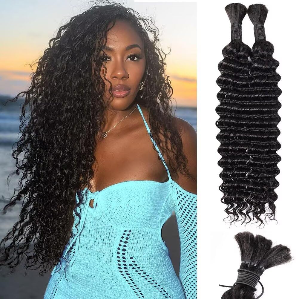 Amazon.com : Human Braiding Hair Deep Water Wave Bulk Human  display picture 2