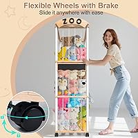 Vista 2 de handrong Stuffed Animals Storage,Wood Stuffed Animal Holder Organizer,120+ Plushies Stuffy Storages,3-Tier Toy Storages Organizer Shelf Tower for