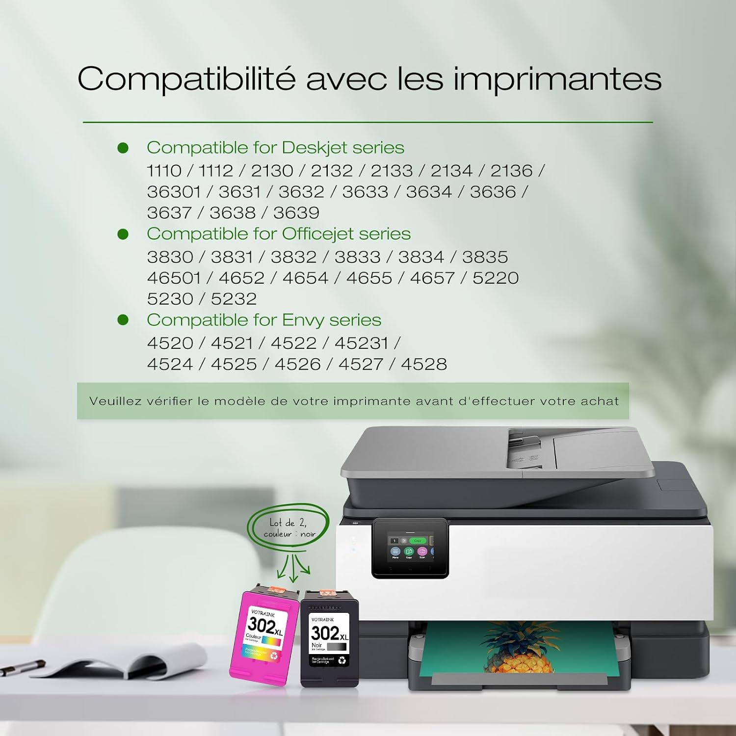 302XL Cartouches d'encre Replacement pour HP 302 Noir et Couleur - Analyse des détails et conception