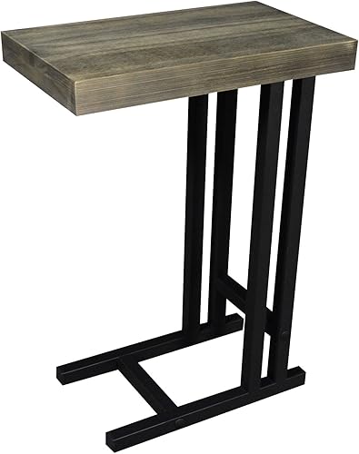 Miniatura 4 de The Alex C - Soporte para mesa auxiliarportátil, parte superior de madera maciza con acero soldado negro