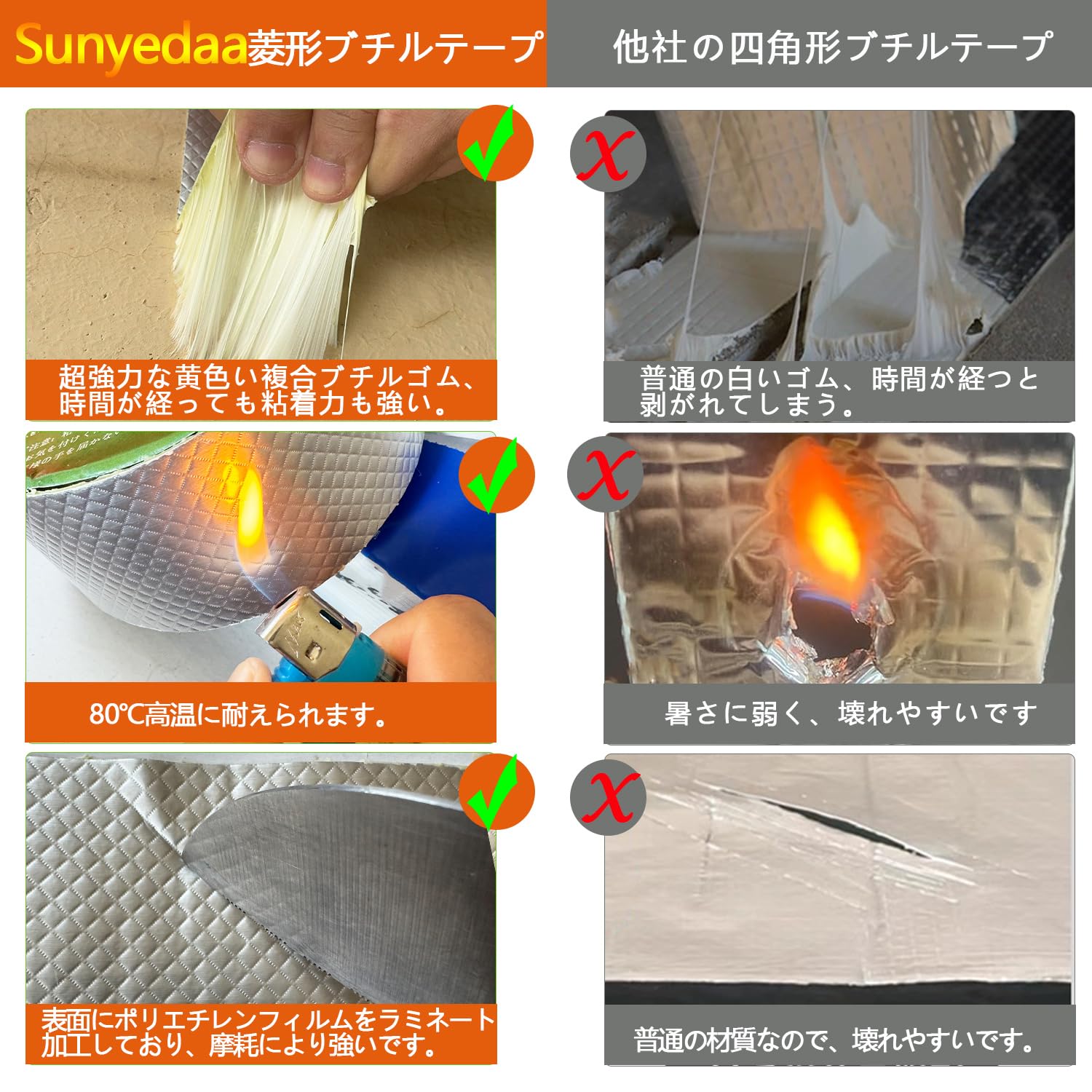 Amazon.co.jp: Sunyedaa 超強力 アルミブチルテープ 防水テープ ブチル
