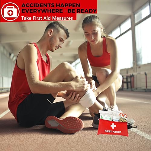 Miniatura 4 de Kit de primeros auxilios pequeño de 98 piezas, kit de primeros auxilios de viaje pequeño para tratar y proteger la mayoría de lesiones, mini kit de