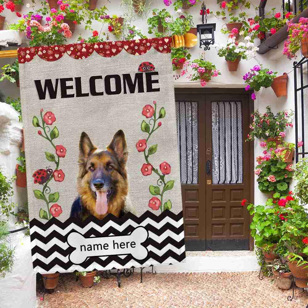 Ganshan Bi Gartenflagge Mit Hundemotiv – Bullterrier & Blumen, Doppelseitig, 32,5x45,7 Cm, Polyester