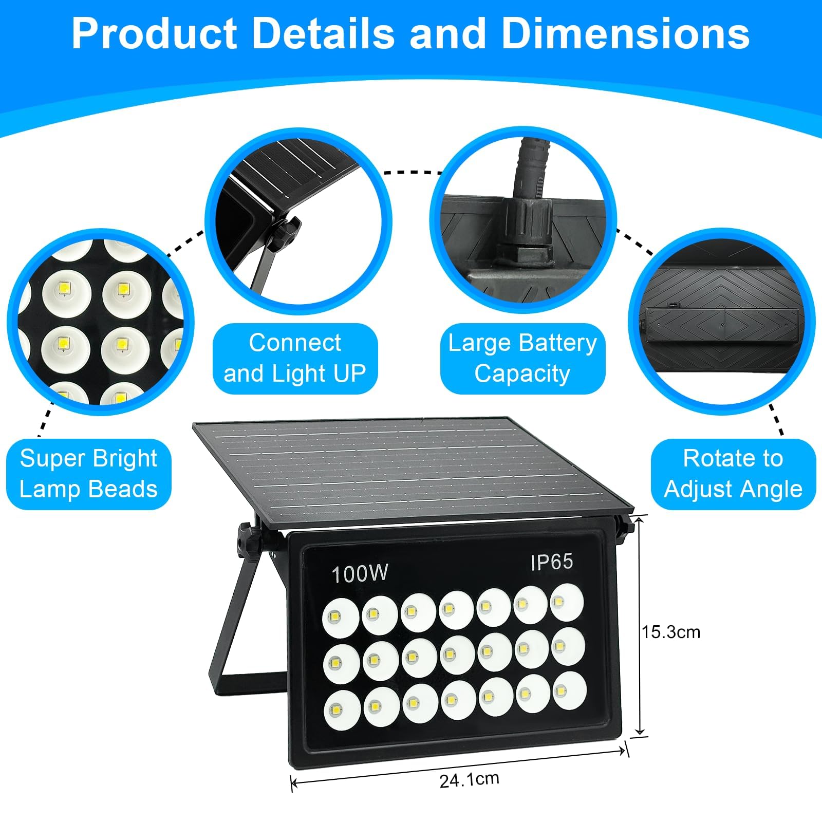 Indmird 100W Solar Security Lights Outdoor - Image 2