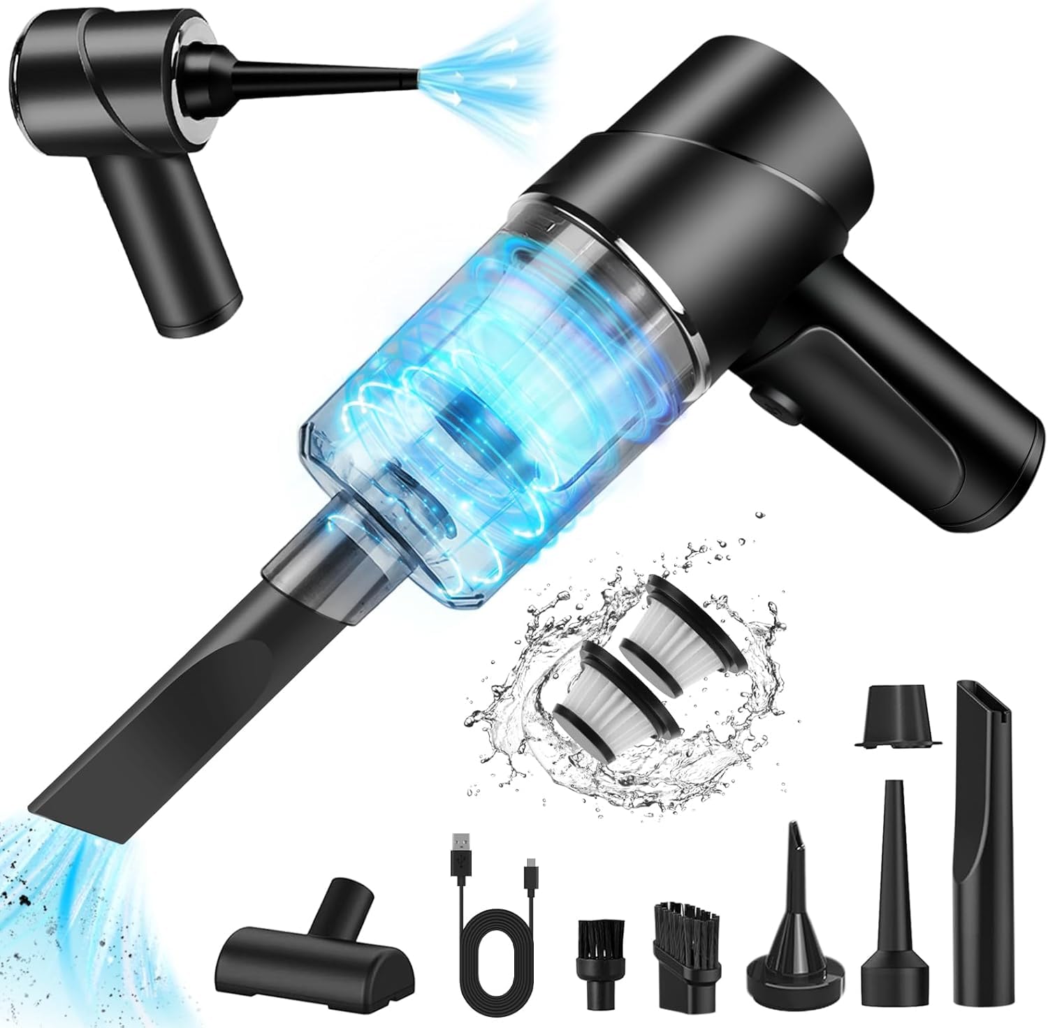 Powerful Cordless Handheld Vacuum Cleaner for Car and Home - Rechargeable Dust Buster with 12000Pa Suction Power