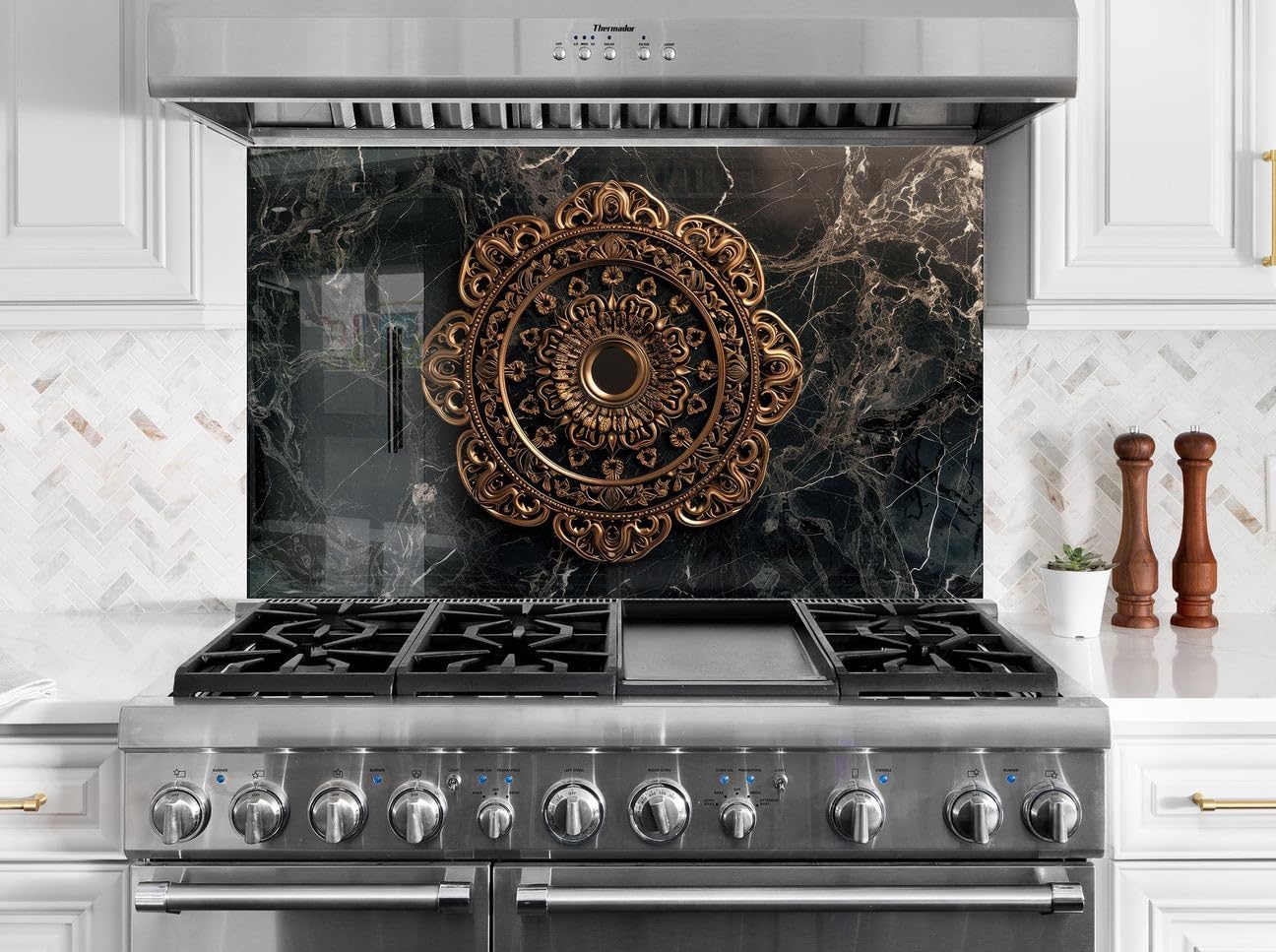 Myphotostation Tempered Glass Splashback 23.5Wx12H'-Dark Abstract Backsplash Design Cooker Wall Backsplash Panel Glass Splashback for Kitchen Panel Design Marble Splashback Stove Wall Protector