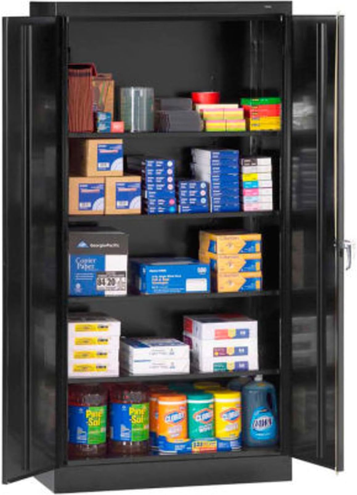 7218 24 Gauge Steel Standard Welded Storage Cabinet, 4 Shelves, 150 lbs Capacity per Shelf, 36" Width x 72" Height x 18" Depth, Black