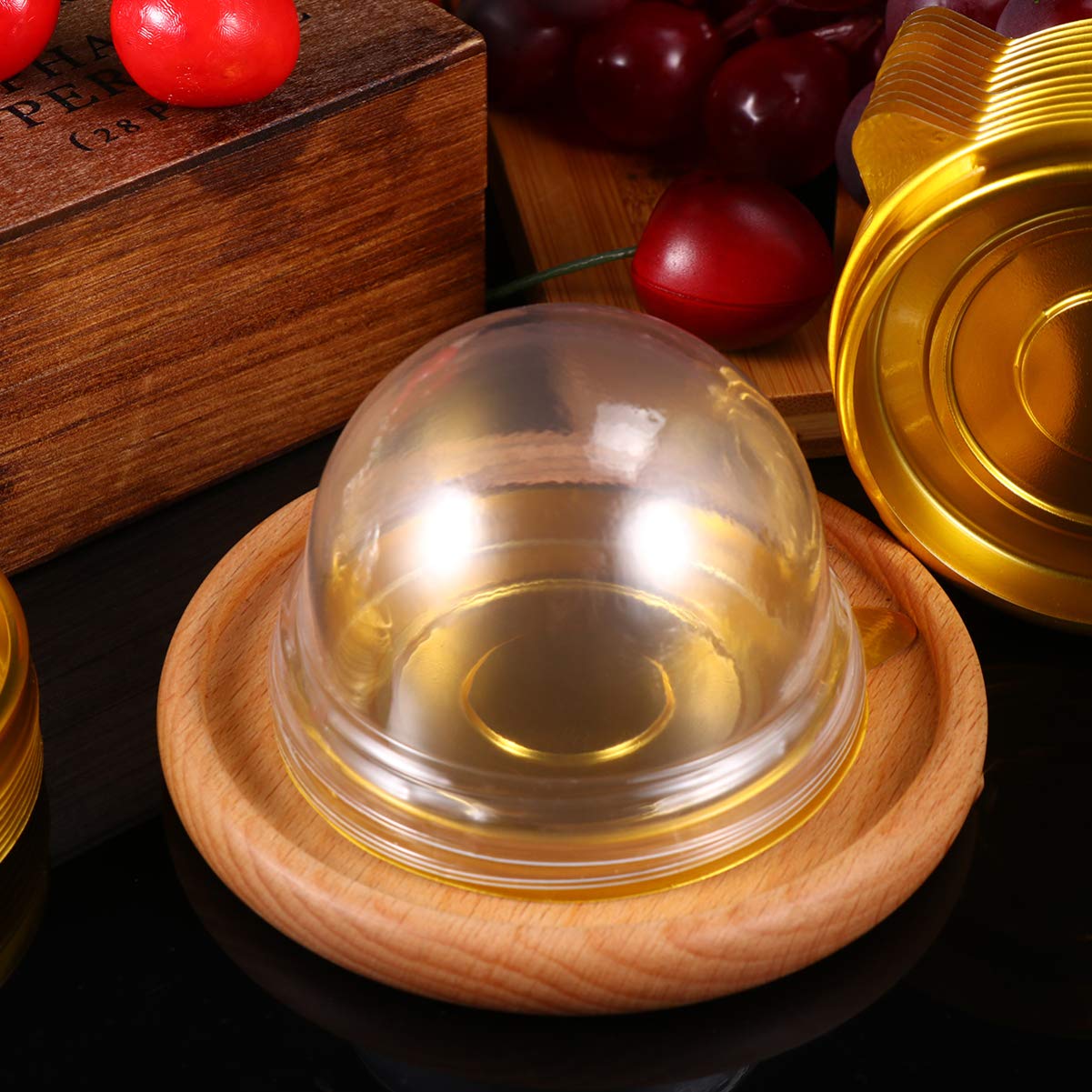 50 Stück Mini-Kuchenboxen Transparent – 5,1 Cm Durchmesser, Mit Goldfarbenem Deckel – Für Hochzeit, Geburtstag, Desserts
