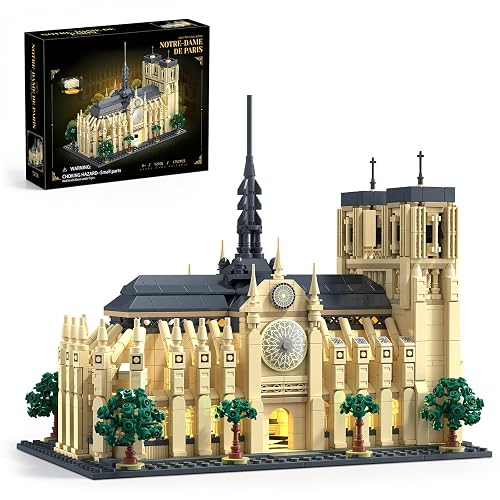EITOLNR Notre Dame de Paris Architecture Building Set with LED Light, 1757 Pcs Collectible Model of Paris Landmark Building Blocks for Adults, Birthday Gift for Boys Girls 14+