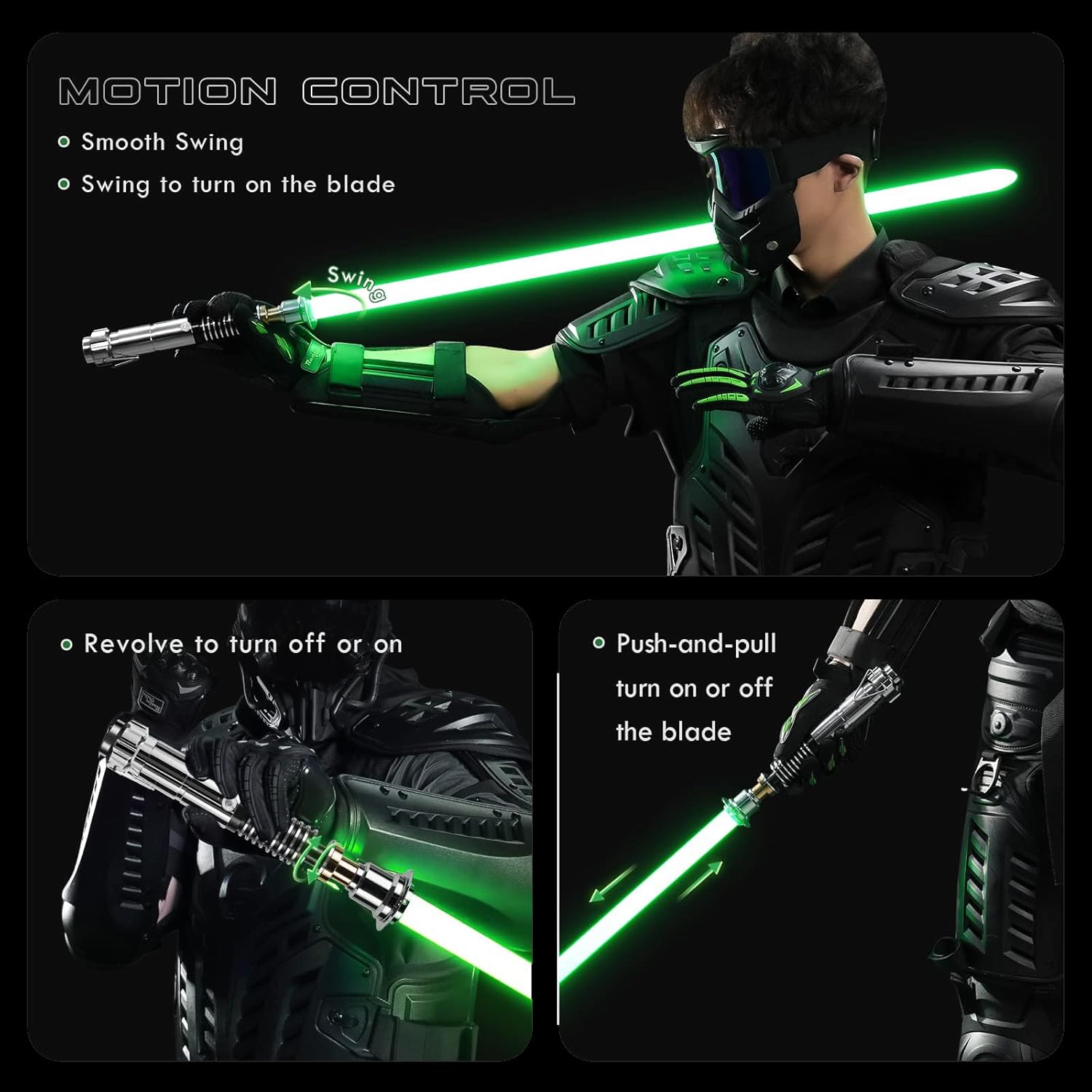 Smooth Swing Dueling Lightsaber, Metal Hilt RGB FX Saber, Motion Control, 16 Sound Fonts 16 Colors, APP Control, Rechargeable Lightsaber for Cosplay Halloween Christmas (Silver Handle)