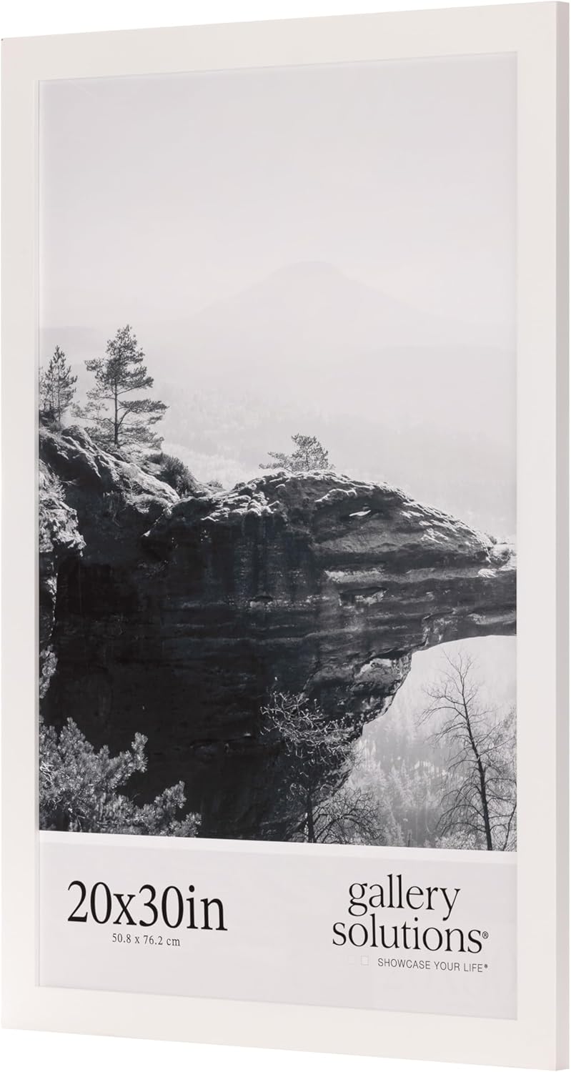Gallery Solutions - 20"x30" - White Wood Wall Mount Poster Frame - Enhance Your Space with Large-Scale Art Display - Rectangular Wall Mount - Hanging Frame - Home Accents - Interior Design