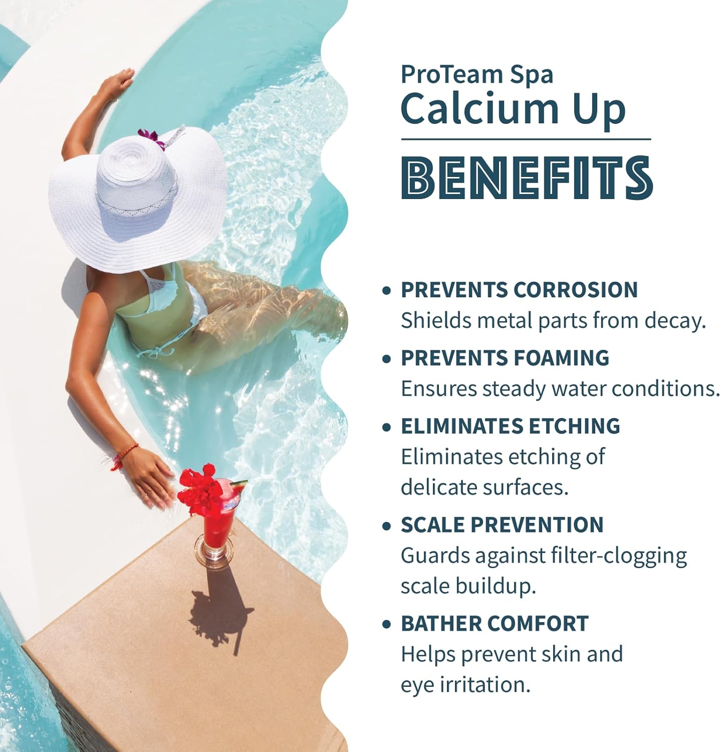 ProTeam Spa Calcium Up - Spa Calcium Hardness Increaser Hot Tub - Calcium Increaser for Hot Tub with SplashWiz Hot Tub Chemicals Care Guide - Made in the USA (1 lb) (2pack)