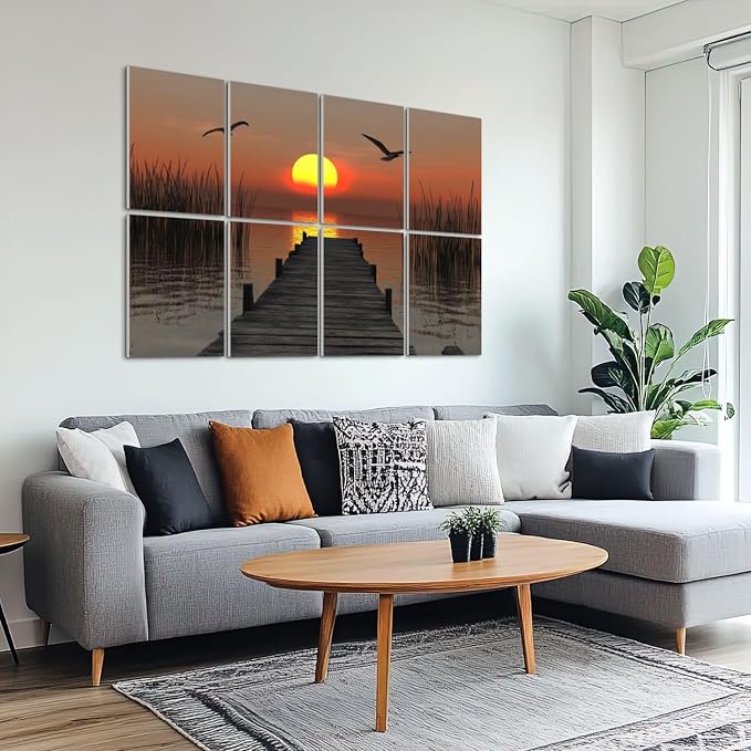 8 Pack Paneles Acústicos Artísticos Absorbentes de Sonido, Diseño Paisaje Natural en Madera, Auto Adhesivos para Estudios de Grabación y Oficina 48"x32" miniatura 6