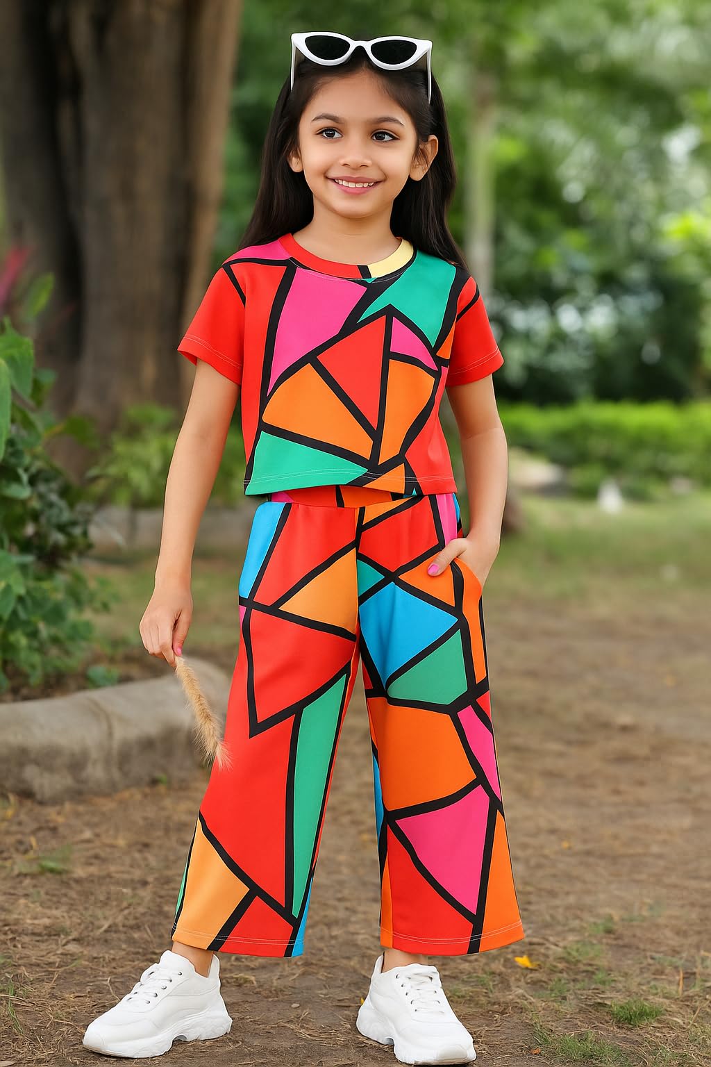 EMBLIKA Stylish Co-ord Set for Girl | Comfortable Fit | Girls Fashion Co-ord Set |Coordinated Outfit |Top With Palazzo | Printed Clothing Set | Top And Pant Set 3