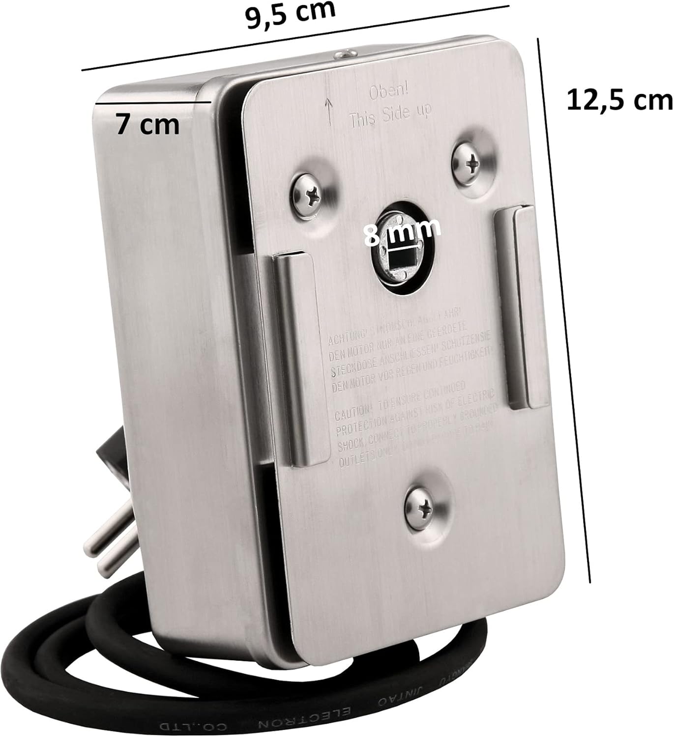 BBQ-TORO Motore in Acciaio Inossidabile per spiedo da Barbecue, girarrosto e Altro Ancora, 2 Giri/min (Giri al Minuto) - 50 Hz - 4 Watt BBQ-TORO Motore in Acciaio Inossidabile per spiedo da Barbecue, girarrosto e Altro Ancora, 2 Giri/min (Giri al Minuto) - 50 Hz - 4 Watt