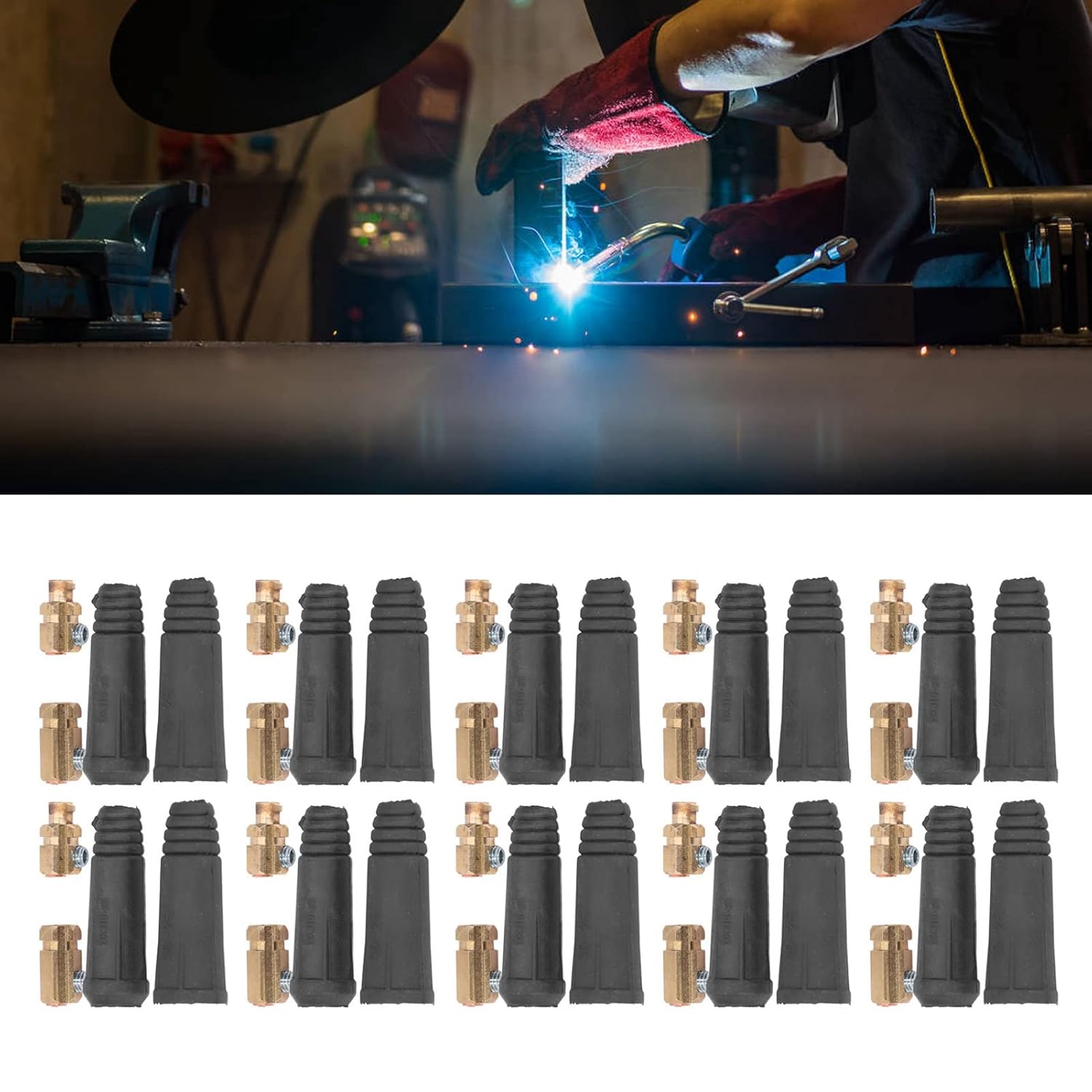 10Set Welding Cable Quick Fitting Welding Cable Connector Plug Rubber Brass European Welding Machine Cable Connector 200A to 250A
