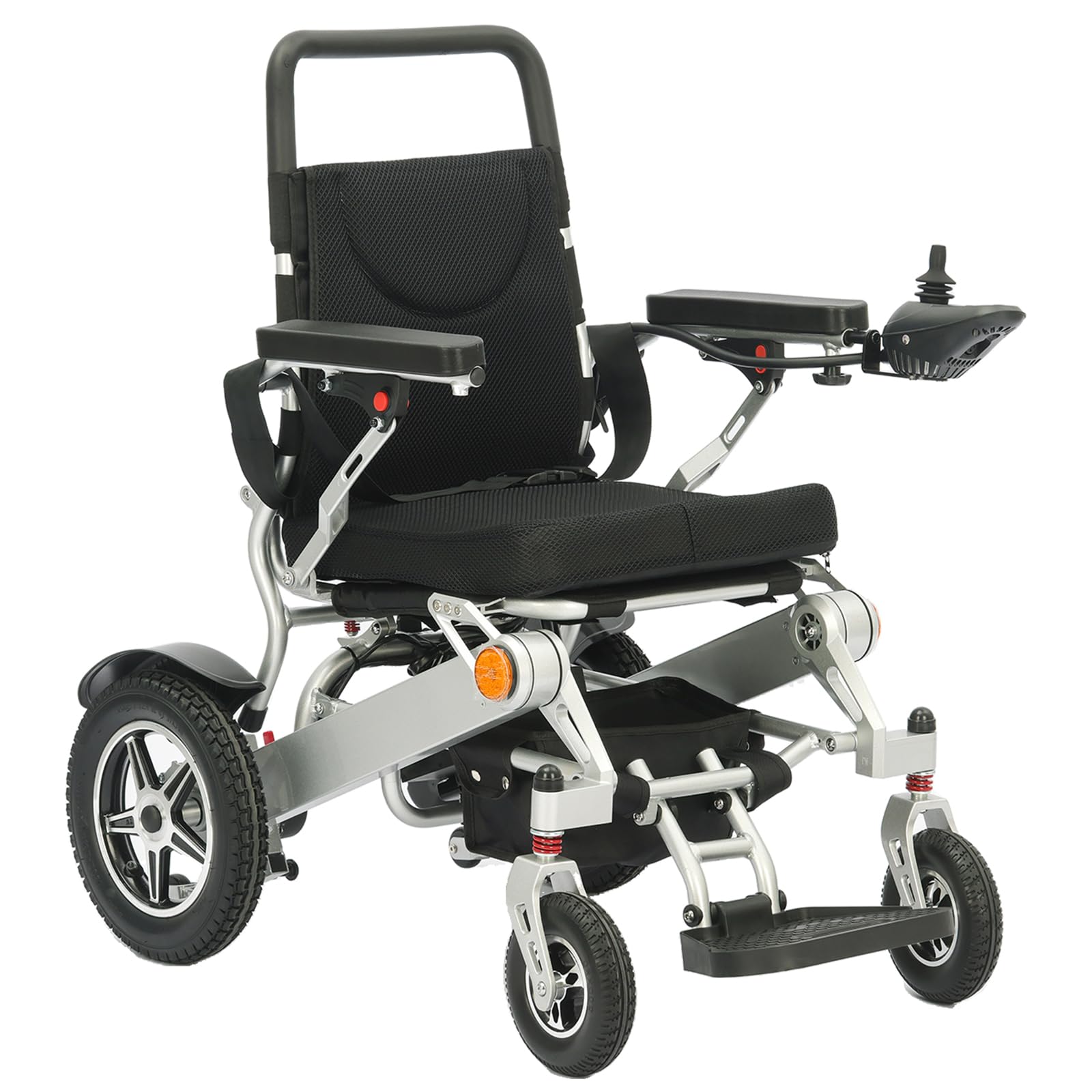 Elektrischer Rollstuhl Elektrisch Faltbar Leicht Elektrorollstuhl, Elektrische Rollstühle mit Stoßdämpfung, Verstellbare Armlehnen, Li-Ion Battery 24V 12Ah, Sitzbreite 45 cm, 27.4 kg