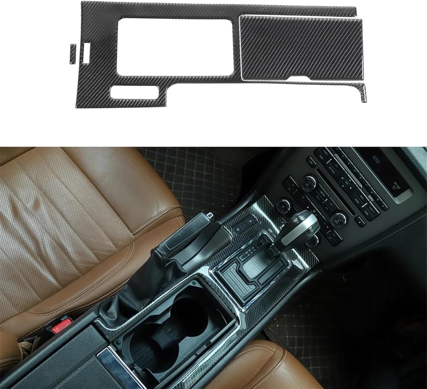 for Fords Mustang 2009-2013 Gear Shift Decoration Cover Trim Water Cup Holder Sticker Decal Car Interior Accessories Carbon Fiber(2Pcs-Carbon Fiber)