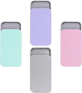 4 Pcs Small Tin, Small Metal Tin with Magnetic Closure for Needles, Pills, Jewelry (Pink, Green, Purple, Silver)