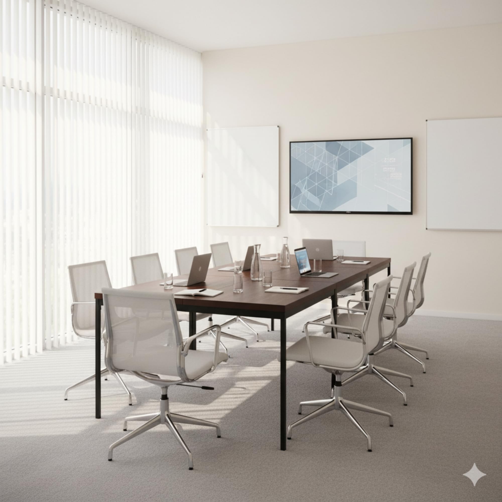 HOMYLIN Rechteckiger Konferenztisch mit Walunt-Holz-Laminatplatte und Metallrahmen, moderner Bürotisch für 4–6 Personen, Braun