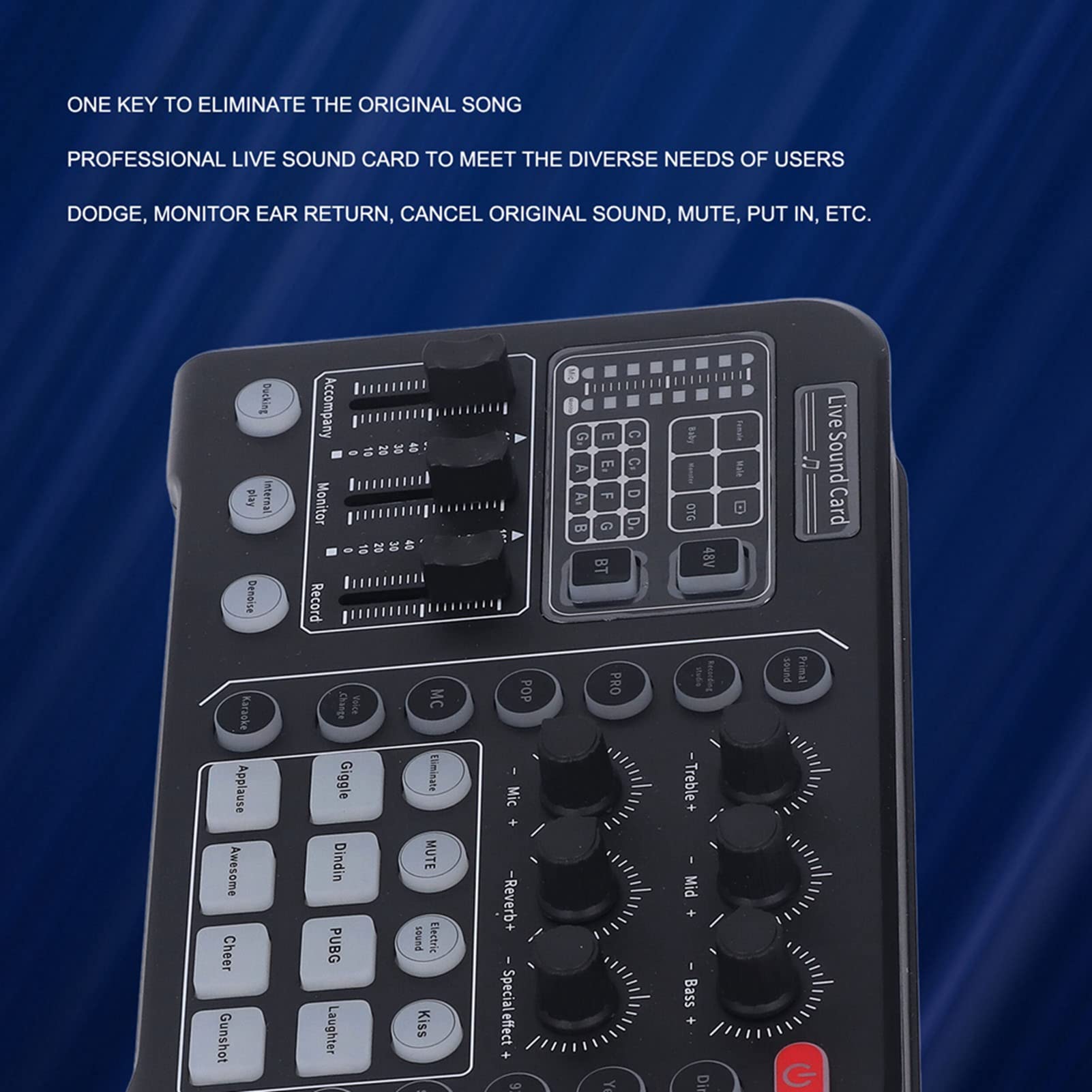 Carte Son Sans Fil Multifonction – Double Canal, Puce DSP – Compatible Android/iOS – Boutons Colorés, Charge Simultanée