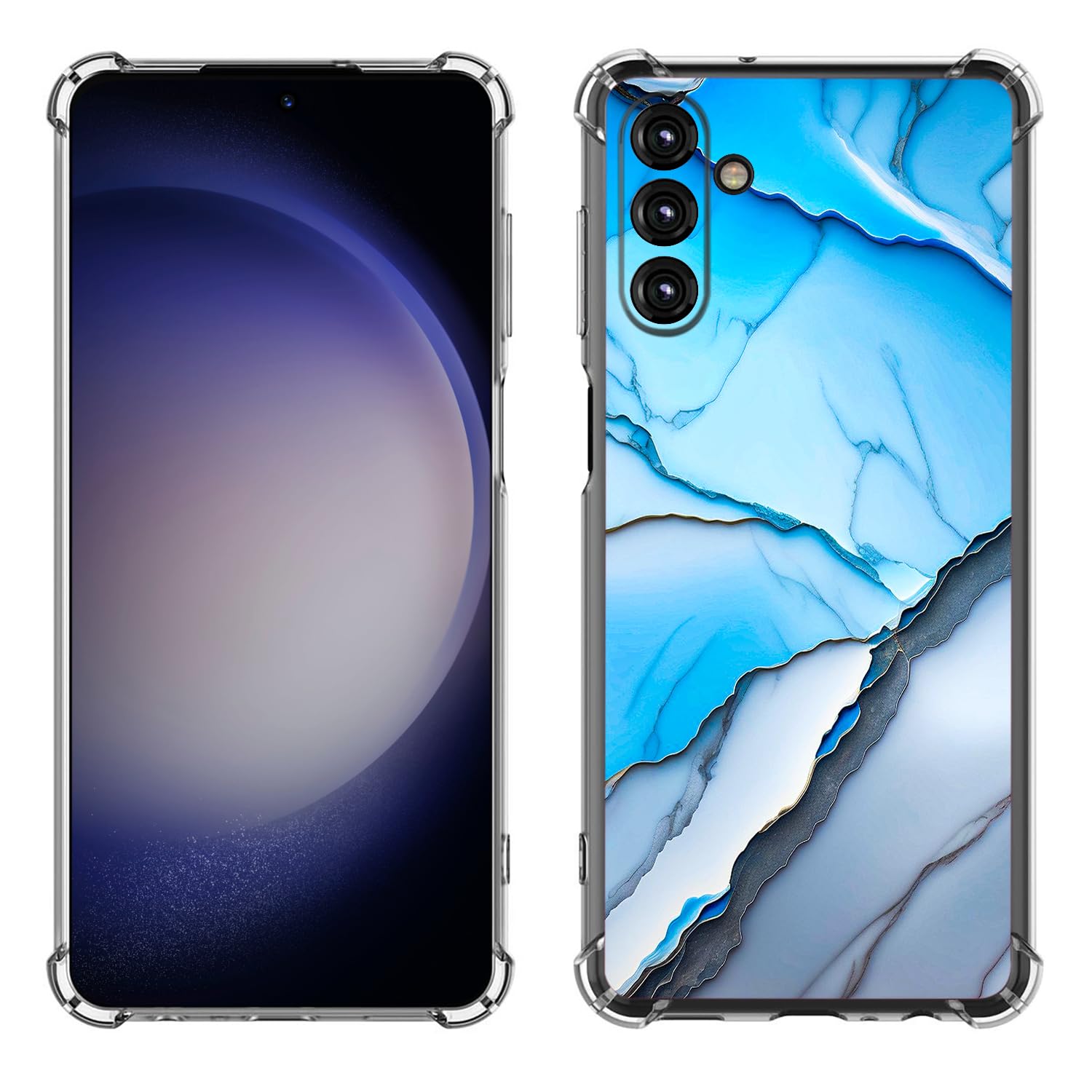 Beaucov Galaxy A35 5G Case,Blue Marble Drop Protection Shockproof Case TPU Full Body Protective Scratch-Resistant Cover for Samsung Galaxy A35 5G