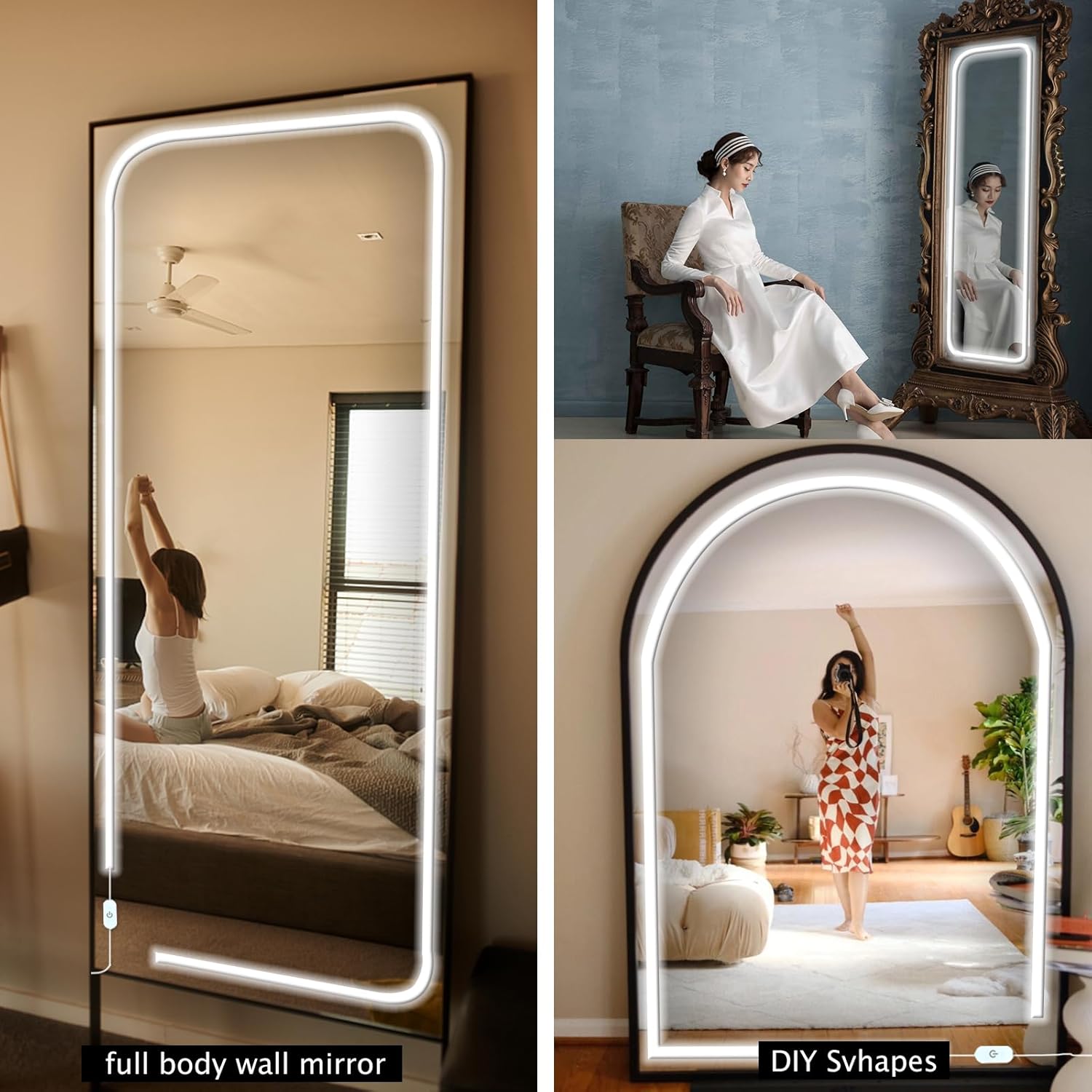 LED Vanity Mirror Lights, Hollywood Style Makeup Light, 13.2FT/6000K/Dimmable/12V Adapter/Self-Adhesive Strip Lights for Mirror, Lighting for Makeup Vanity Table & Bathroom