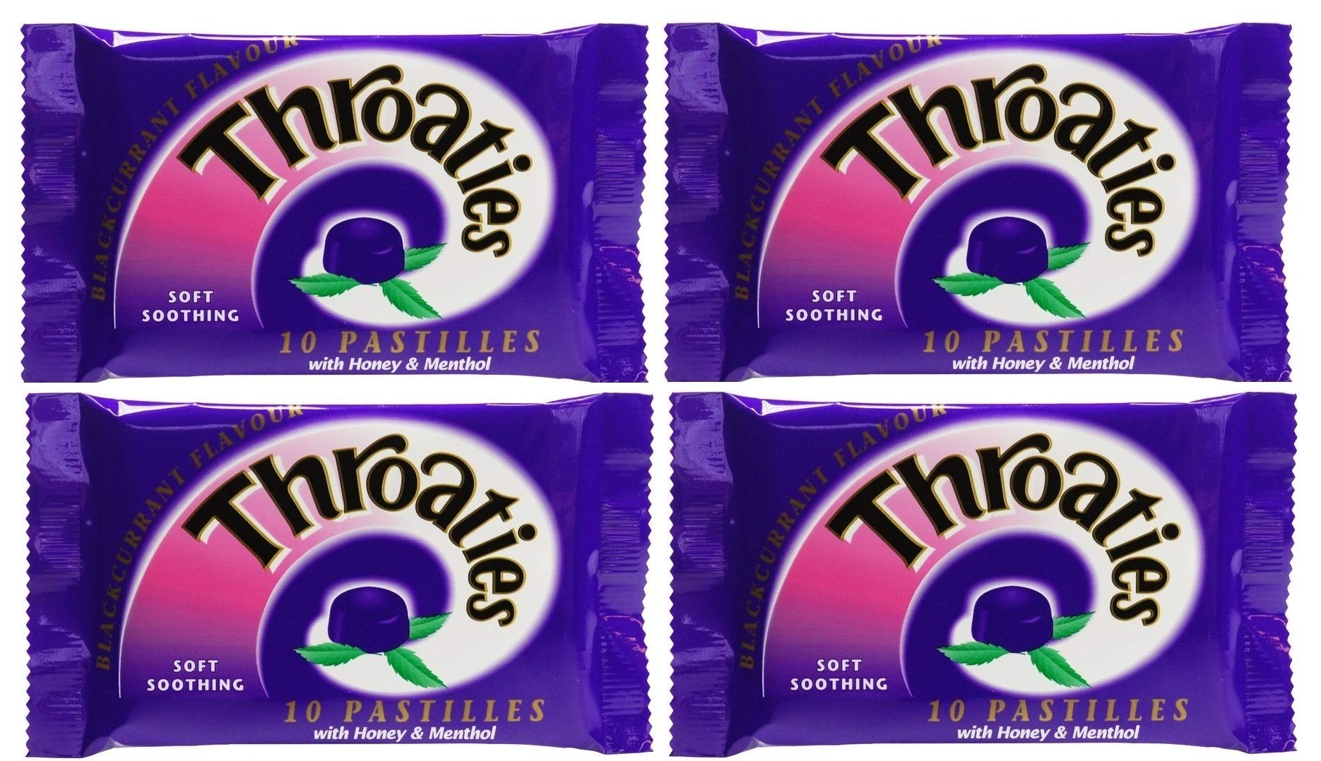 Blackcurrant Flavour with Honey & Menthol for Soft Soothing 10 Pastilles X 4