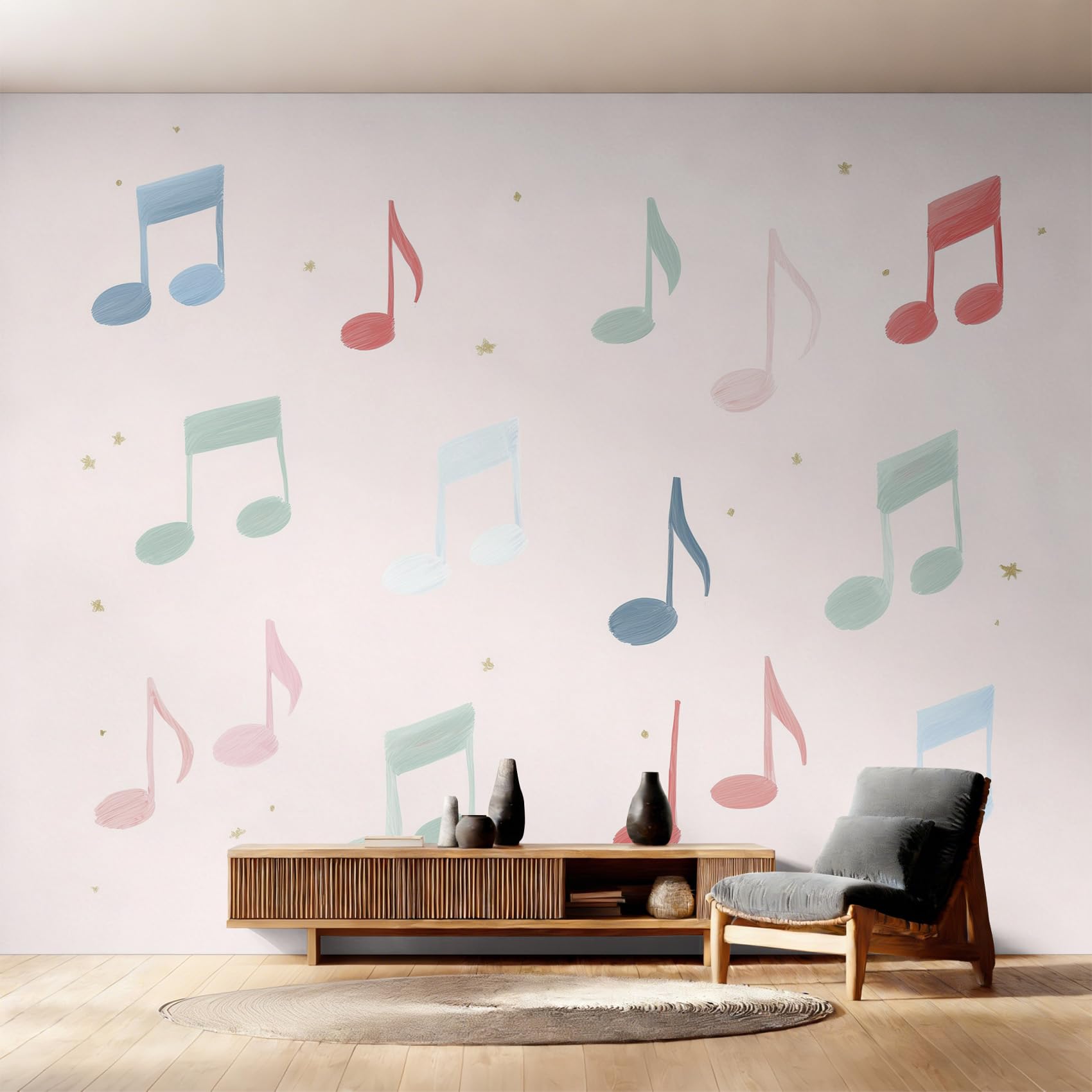 Note de musique papier peint panoramique intissé salon chambre