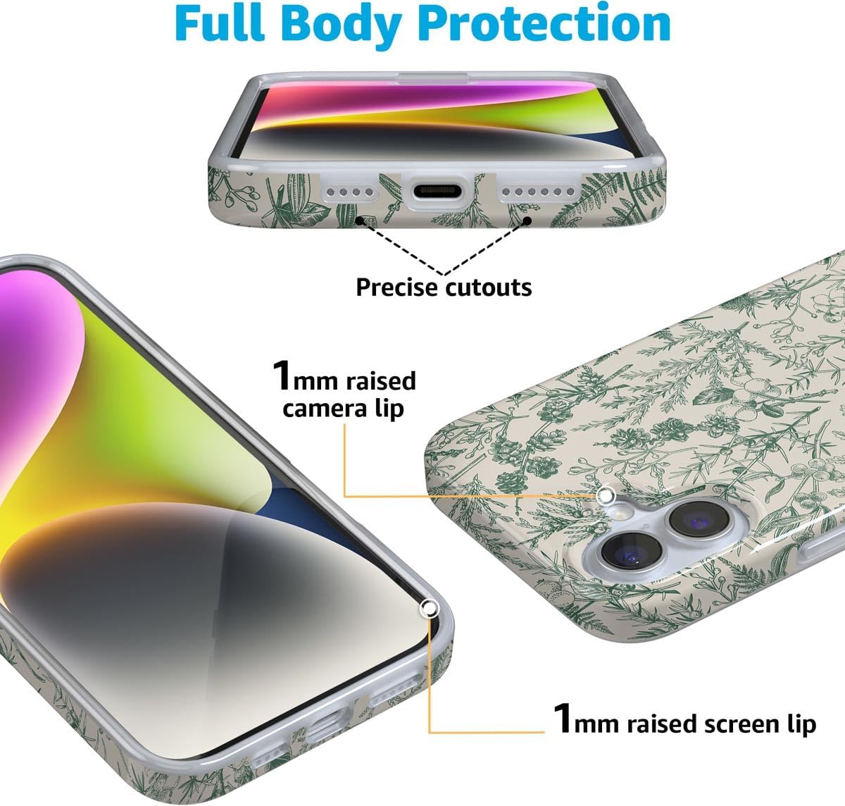 Casely iPhone 16 Case | Sage Garden | Green Floral | Compatible with MagSafe | Classic Ultra Slim Design - Image 4