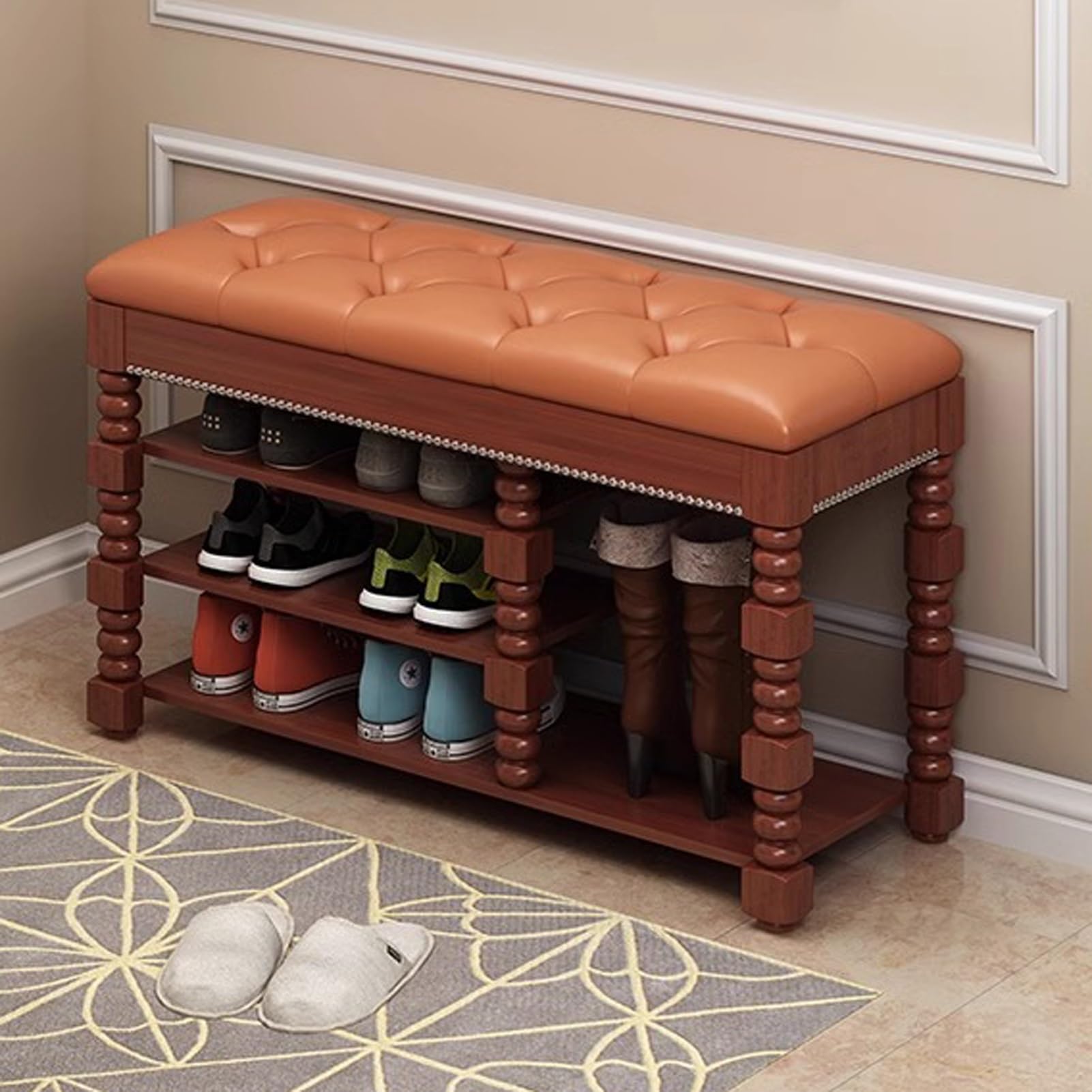 Banc à chaussures avec assise confortable pour ranger l'entrée