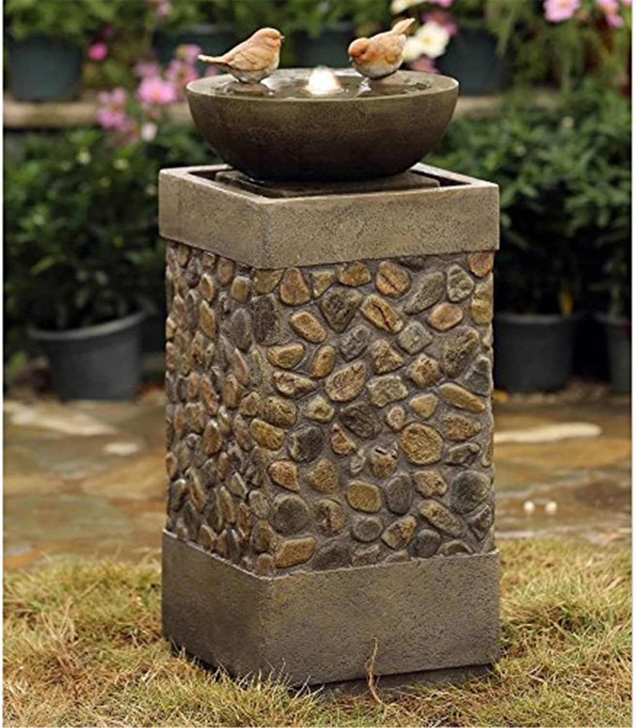 Two Layers and Birds Fountain with Led Light