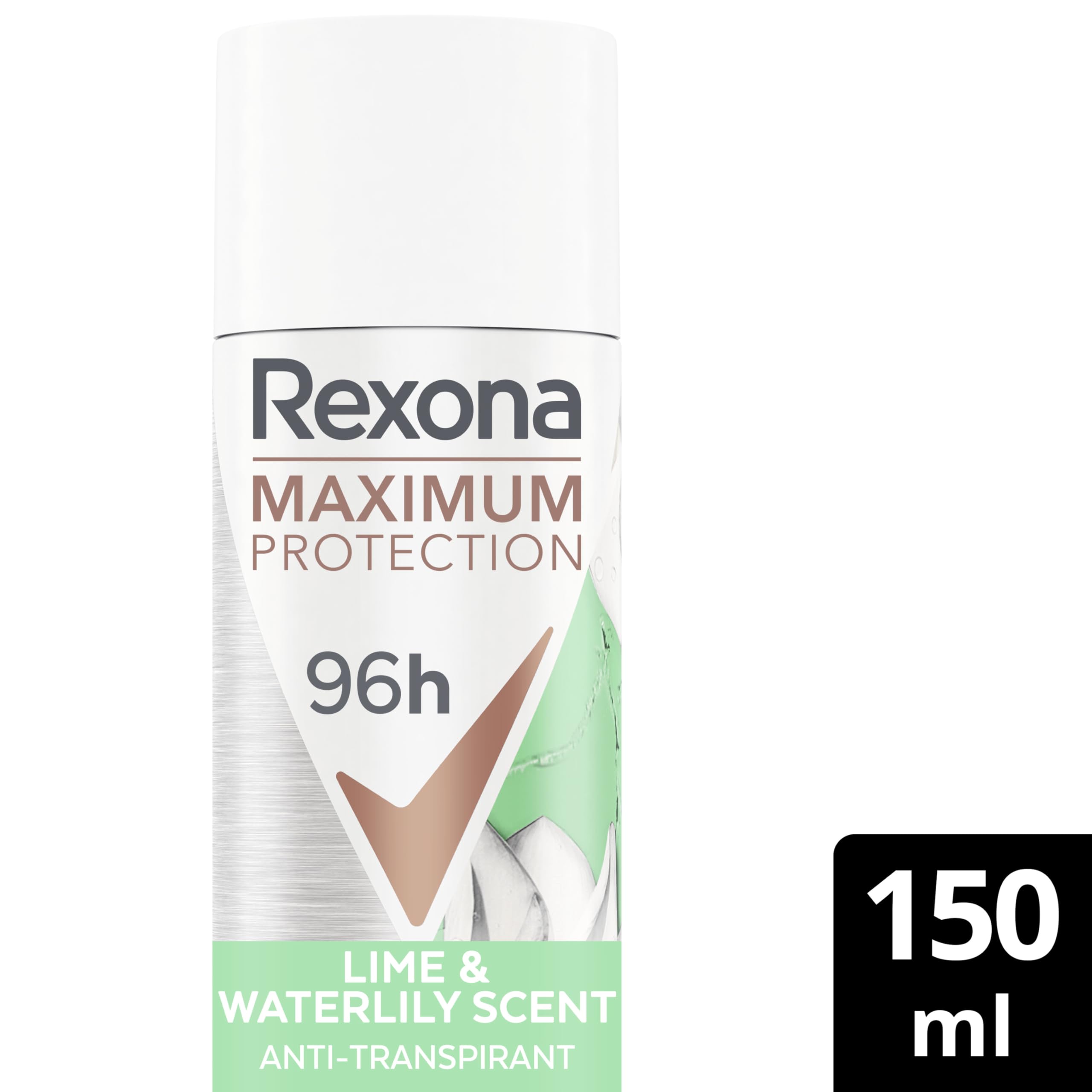 Rexona Maximum Protection Lime & Waterlily Scent antyperspirant z 96-godzinną ochroną przed potem i zapachem ciała, 150 ml
