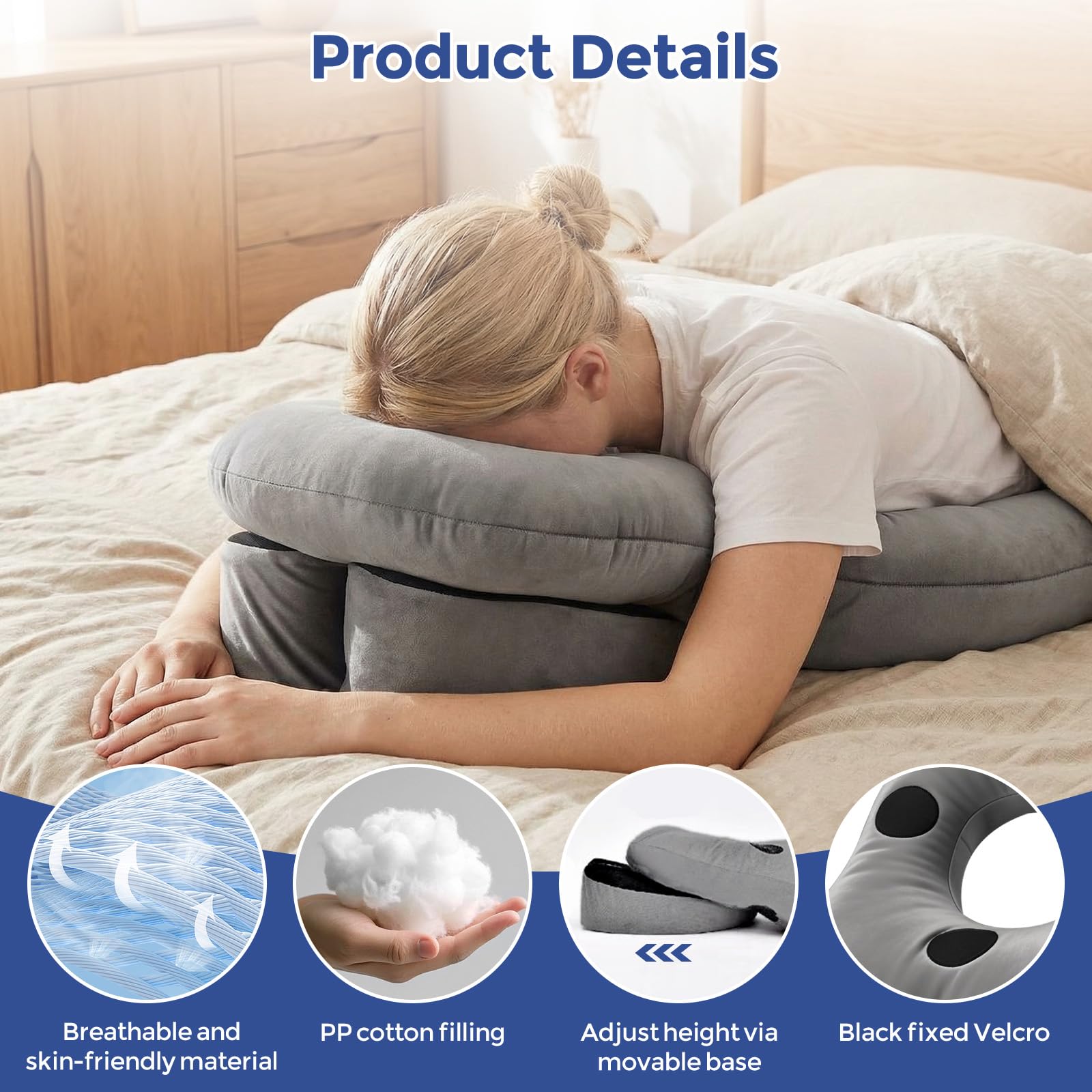 WingFly Almohada Facial para Dormir Boca Abajo, Almohada Boca Abajo con Orificio para Dormir Después de una Cirugía Ocular, Almohada de Masaje, Reposacabezas de Masaje para el Hogar