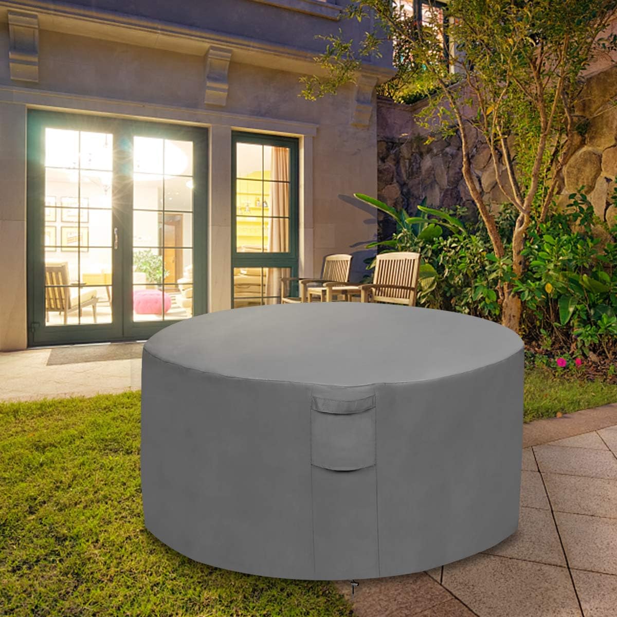 Vailge Round Fire Pit Cover,Grey,32inch