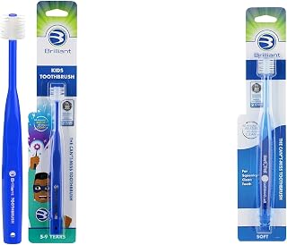 Brilliant Kids and Adult Toothbrush Bundle, Royal Blue, 2 Pack | Soft Bristles Round Head, Easy to Use All-Around Clean Mouth, 1 Kids and 1 Adult