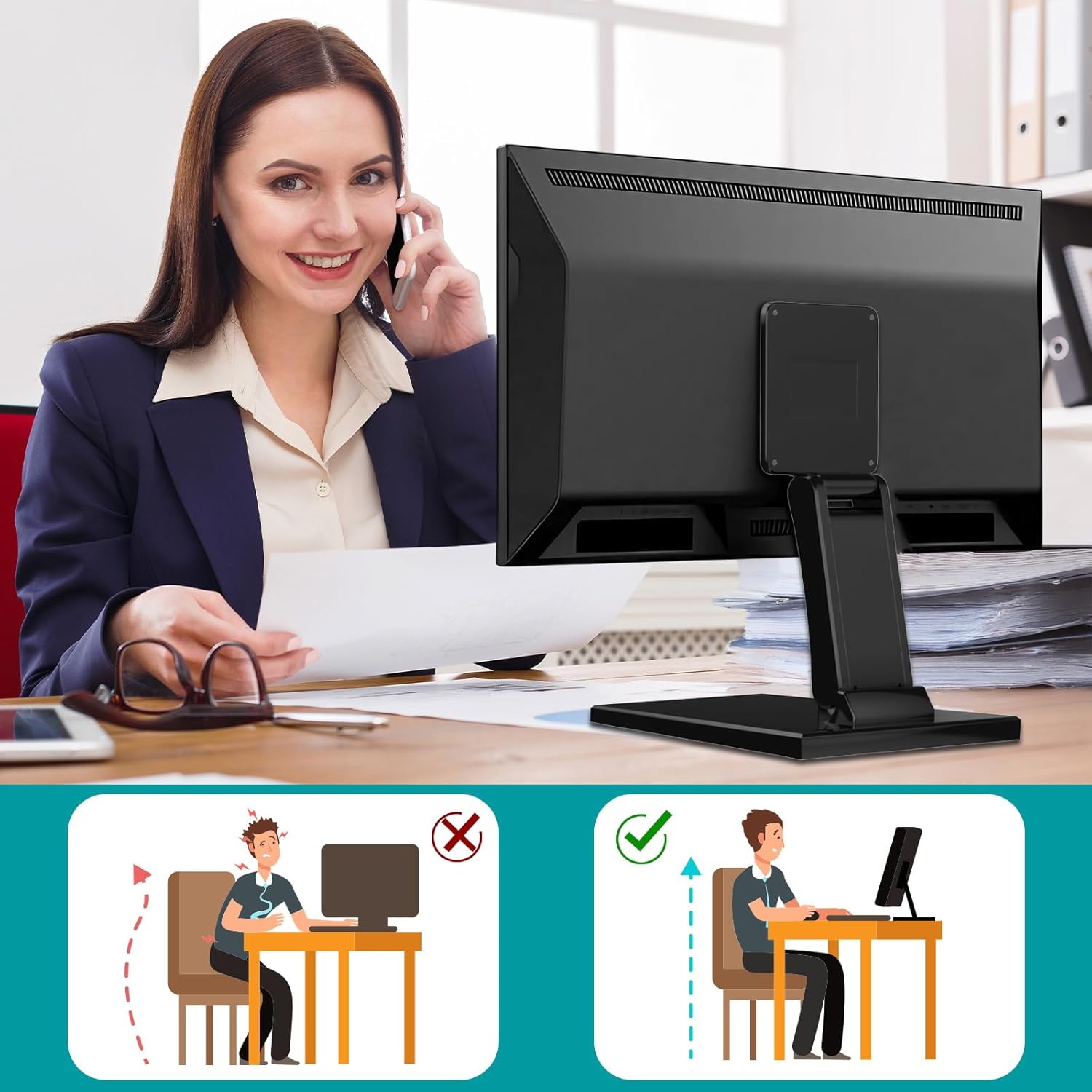 Jakeko Lay Flat Monitor Stand 24 inch - Low Foldable Monitor Stand Universal VESA 100 Adjustable 8 71HAE3FohyL. AC SL1500