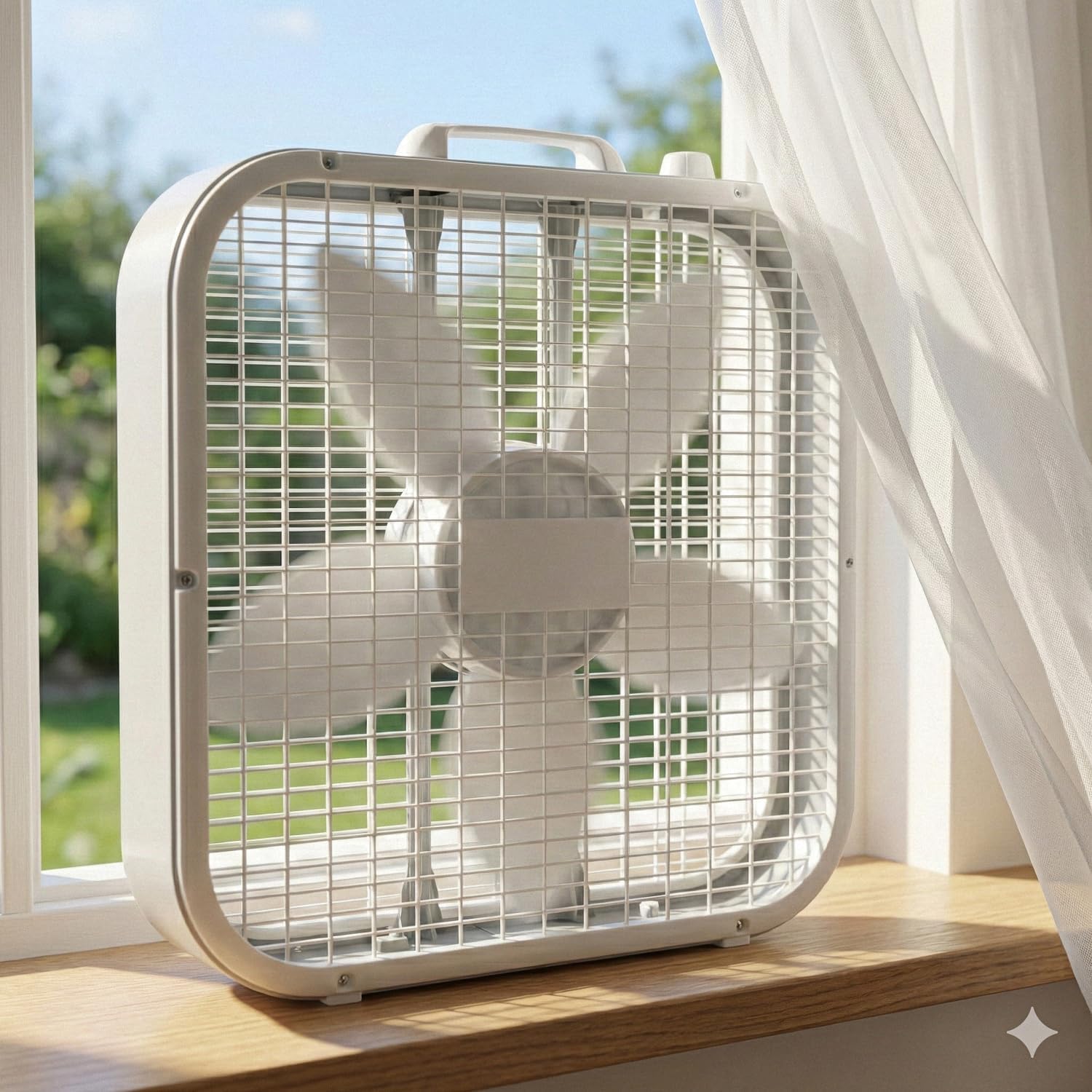20-Inch Weather-Resistant Box Fan – 3-Speed High Velocity Air Circulator for Window, Greenhouse & Home – Energy Efficient Floor Fan with Carry Handle, White