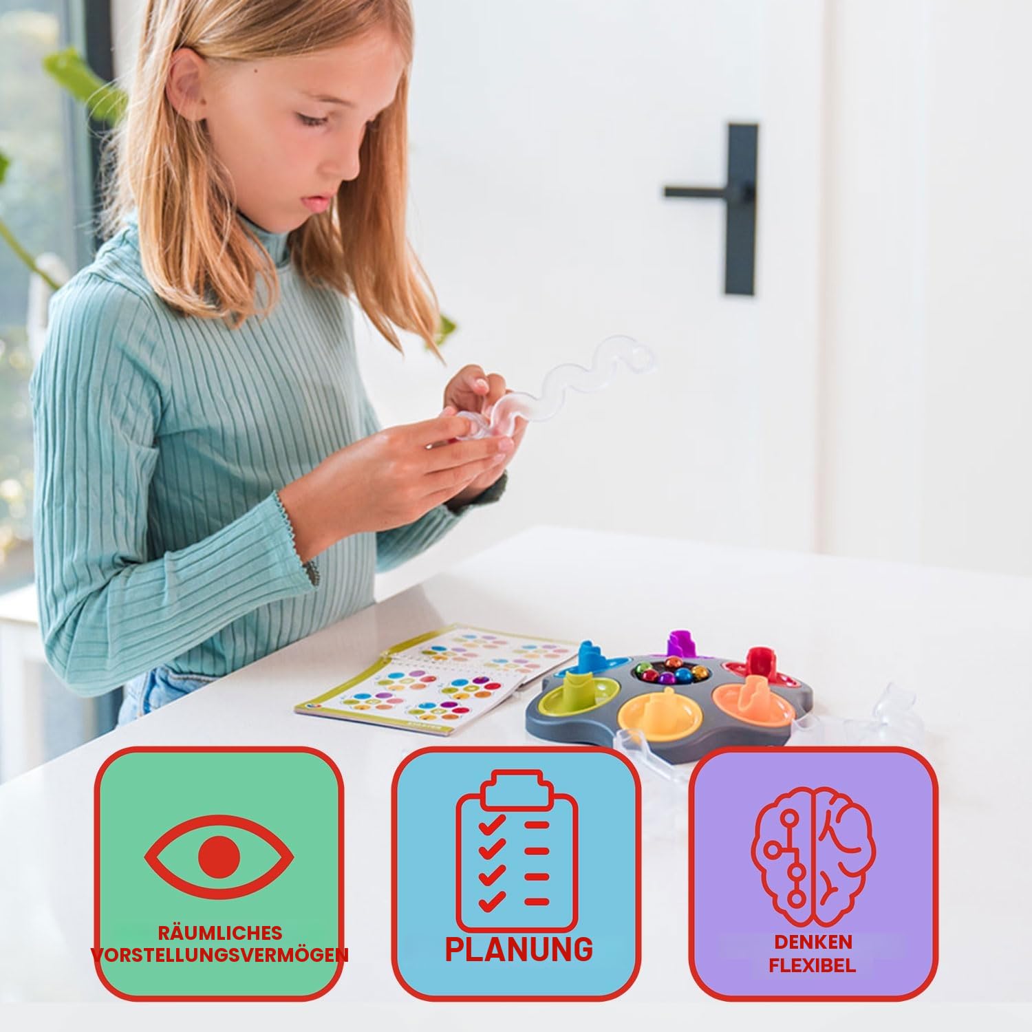 SmartGames - Murmelverbindung | Kinderpuzzle und Erwachsenen-Puzzle mit 80 Herausforderungen und 6 Murmeln | Spiele für Kinder ab 8 Jahren | Lernspiele in Solitär