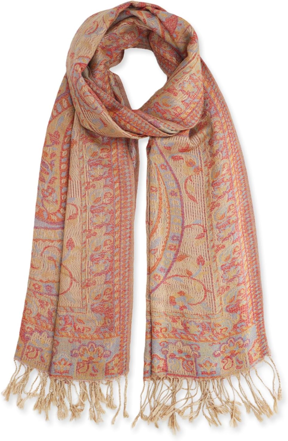 Ciormis Two Tone Silky Paisley Pashmina Shawl Scarf,Soft Women's Rave Jacquard Pashminas Wrap Scarves