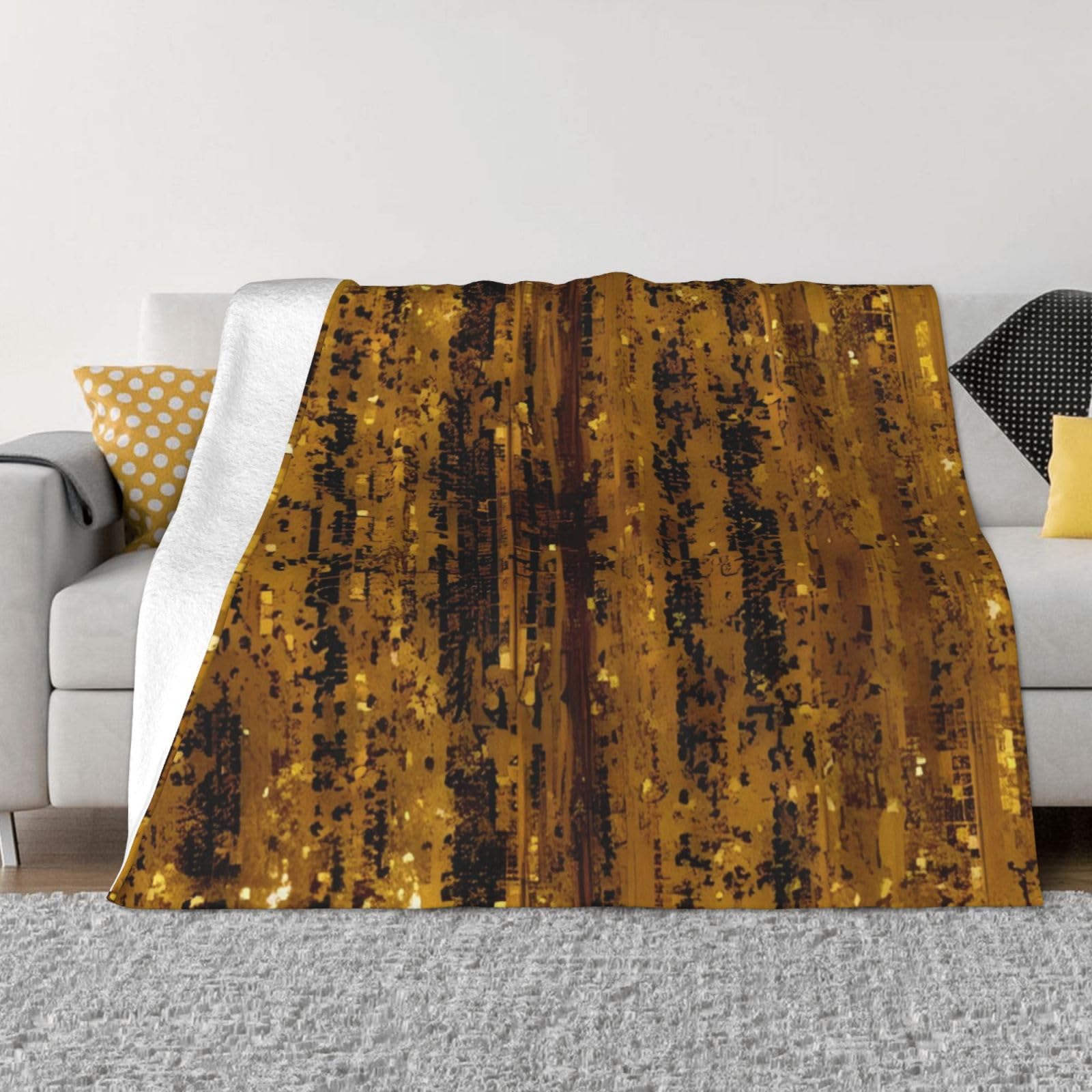 Couverture haut de gamme flanelle et paillettes dorées 152 cm