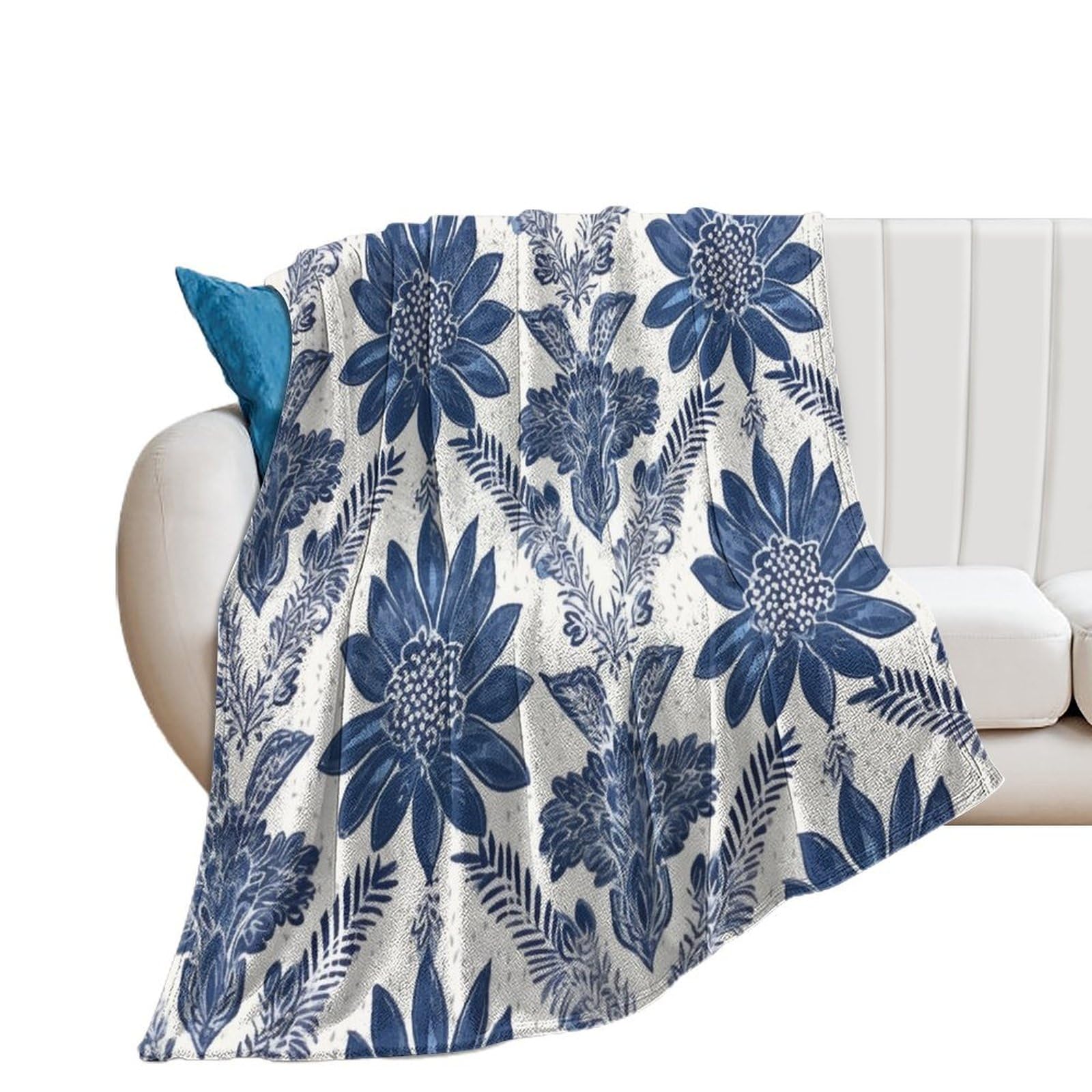 Couverture en flanelle bleu indigo contre le froid nocturne 153 x 203 cm