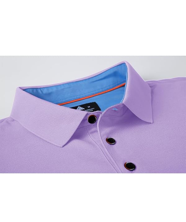 SWISSWELL Mens Long Sleeve Shirts Casual Stylish Solid Performance Collared Golf Polo Shirts for Men Cotton Purple L by SWISSWELL - Image 5
