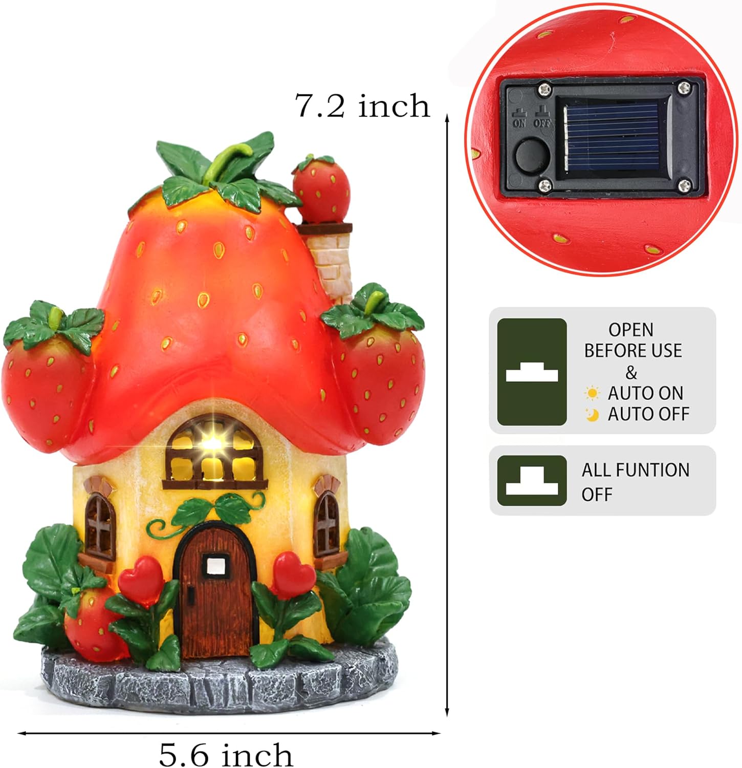 Condition photo showing New/Like New for Solar Fairy Garden Houses - Fairy Outdoor Decor Strawberry Houses with Solar Light for Patio Balcony Yard,Lawn Ornament Perfect Garden Gift