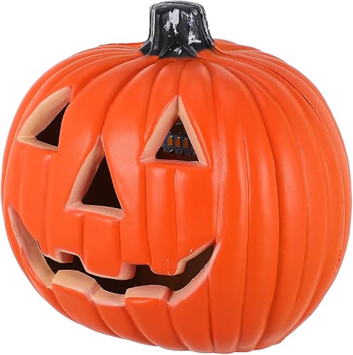 PRETYZOOM Farol de calabaza de Halloween con luz LED, accesorio de calabaza de Halloween, decoración de mesa para decoración de interiores y